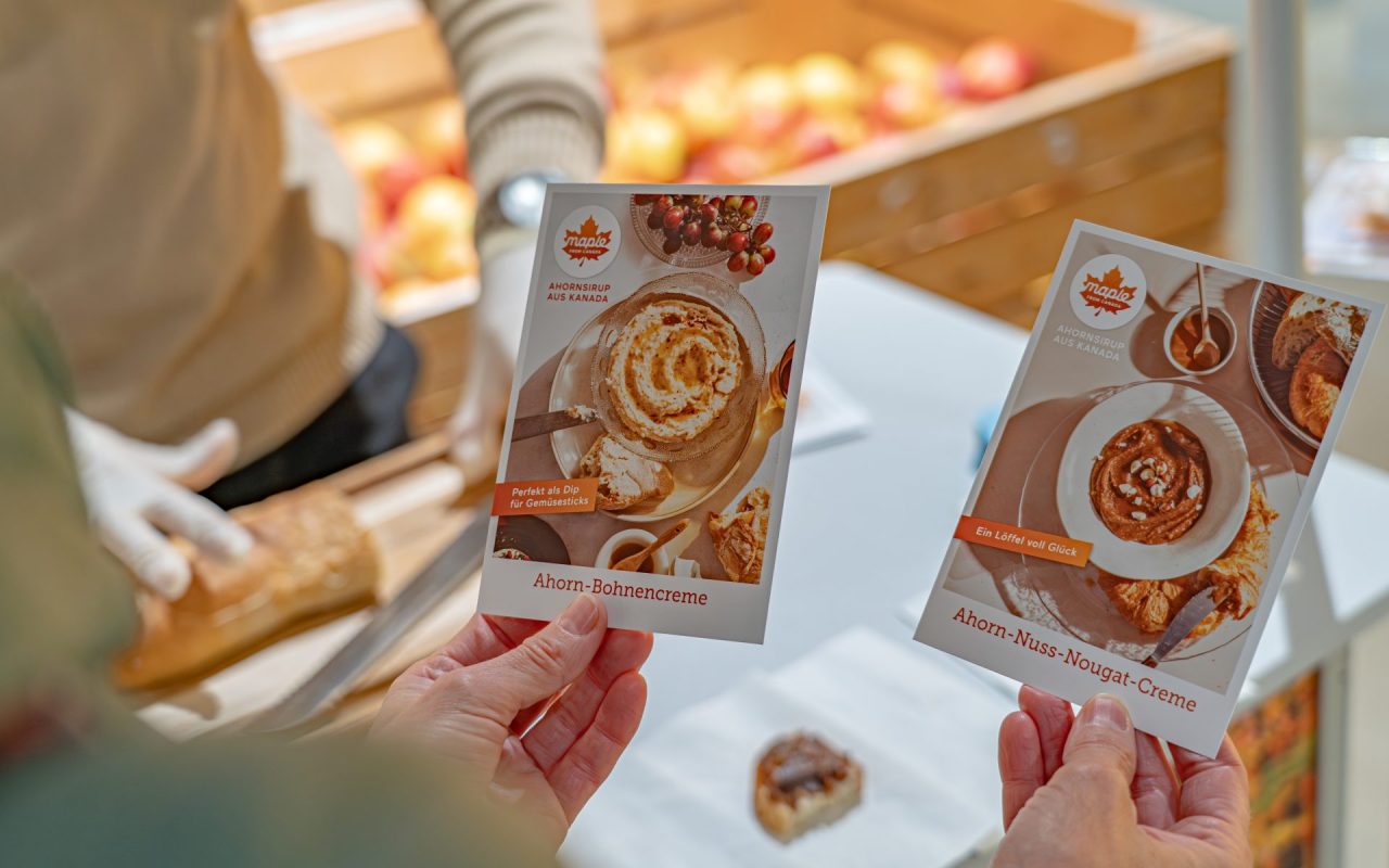 Rezeptkarten "Ahorn-Bohnencreme" und "Ahorn-Nuss-Nougat-Creme"